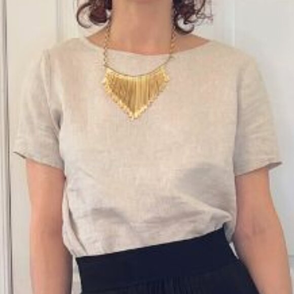 100% Linen T-Shirt in Beige (Size XS) - Picture 1 of 5